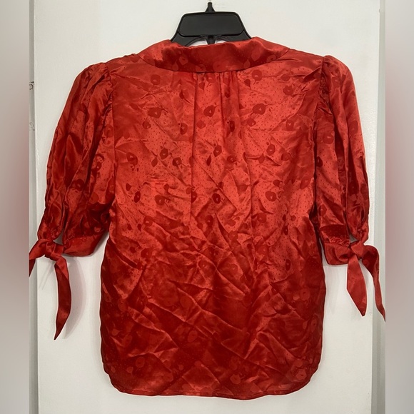 NWT The Kooples Mandarine Jacquard Short Sleeve Blouse Size Medium - Picture 4 of 10